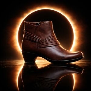 Clarks Bendables Brown Leather Ankle Booties Sz 7 Comfort Shoes